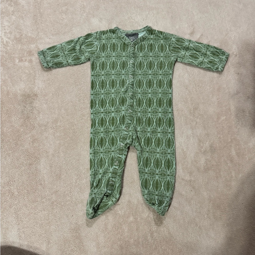 Kate Quinn Olive Patterned Kids Footie